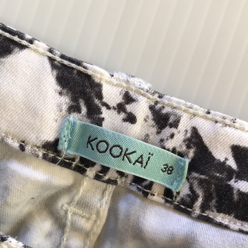 KOOKAI womens 38 high rise skinny stretch jeans black grey white zip front - Picture 2 of 16